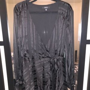 Black striped wrap dress